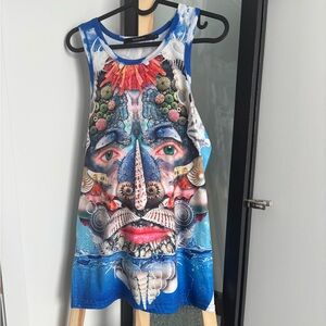 Givenchy Blue Multicolor Seashell Face Tank top